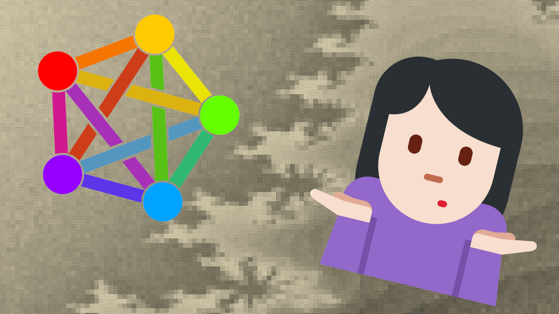 The "fediverse" logo in the top left corner and the white woman shrugging emoji in the bottom right. Behind is a zoomed-in fractal design that is pixellated.